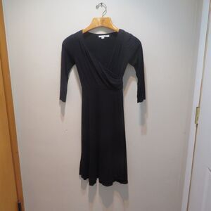 Boden Black Wrap Lined V-Neck Dress Size 4L